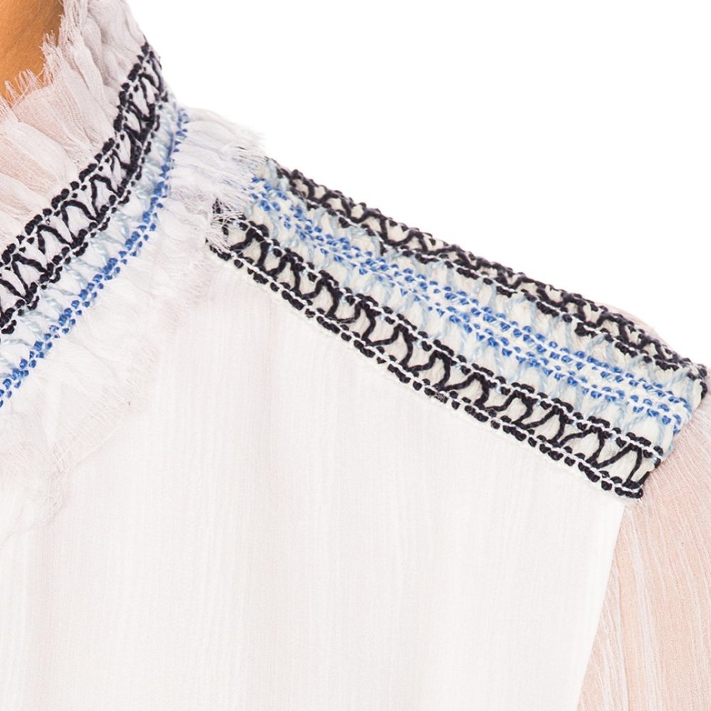 Jonathan Simkhai Ruffle Embroidered Bodysuit - Picture 4 of 9